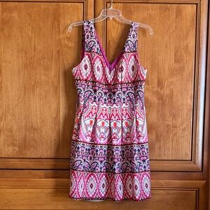 Vince Camuto Pink and Black Patterned Mini Dress